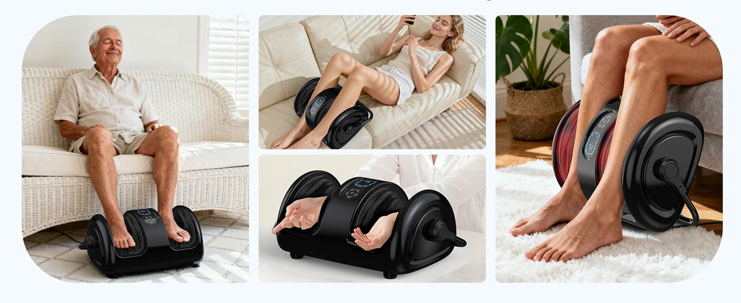 Shiatsu Foot Massager Calf Massage Machine Airbag Heated Vibration 3 Levels Detachable Kneading Massager Tired Relief Home Spa