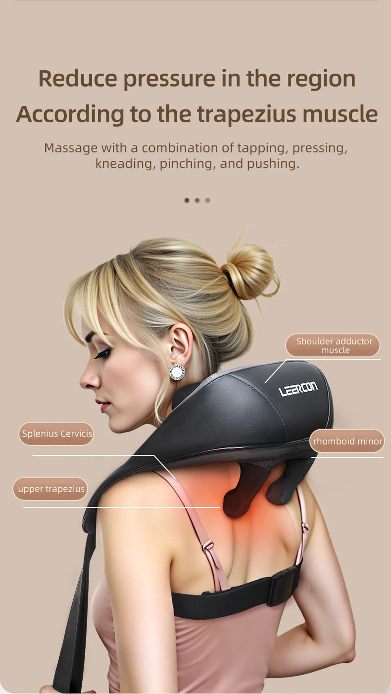 4D Shiatsu Neck and Shoulder Massager With Heat Electric Back Massagers Kneading Massage Pillow Full Body Muscle Dropshipping Home Car Use,Best Gift