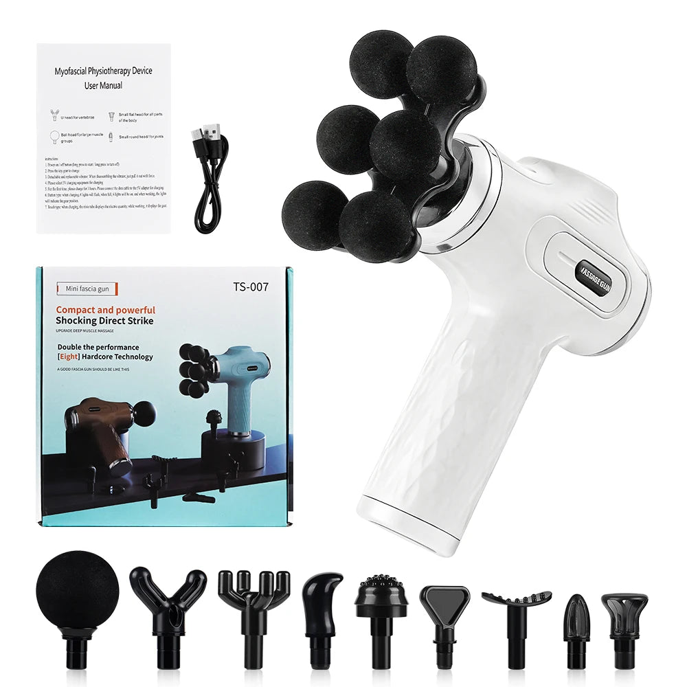 Mini 6-Heads Fascia Gun 38 Level High Frequency Vibration Body Massage Gun Muscle Relaxation Shoulde Waist Back Leg Arm Massager