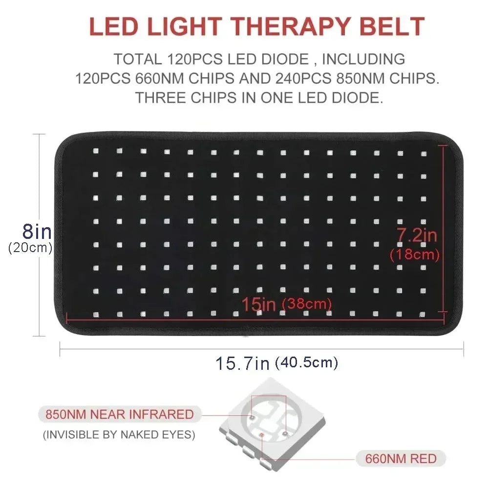 Red Light Therapy for Body,660&850nm Infrared Light Therapy Pad with Timer,Wearable for Back Knee Hip Shoulder Muscle Relaxation