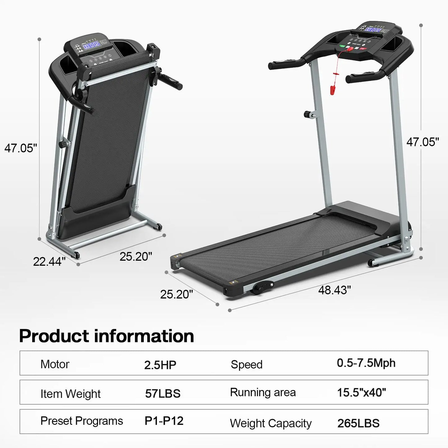 Foldable Treadmill For Home Use, Shock-absorbing, Non-slip, Multi-functional, Essential Fitness Equipment For The Whole Family.
