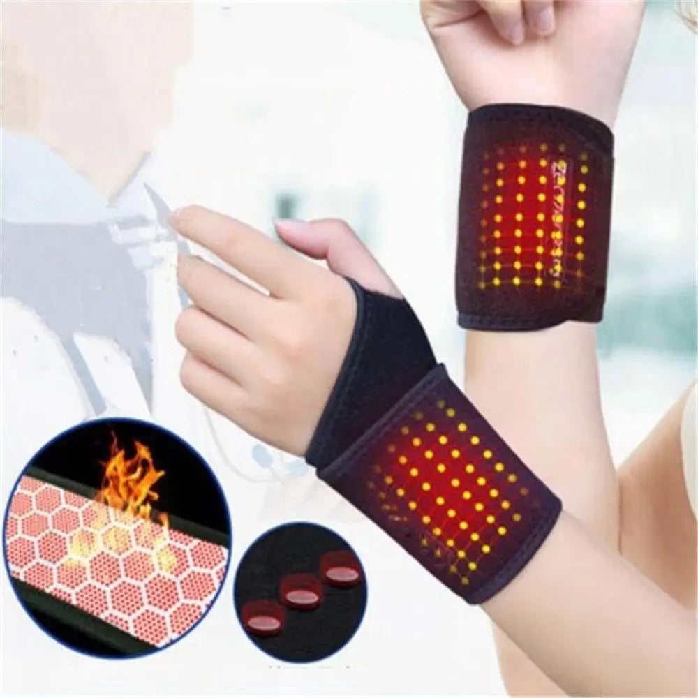 1 Pair Tourmaline Self-Heating Wrist Brace Sports Protection Wrist Belt Far Infrared Magnetic Therapy Pads Braces Health Care