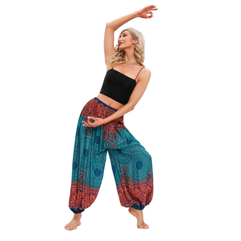 Boho Yoga Pants Women Hippie Harem Printed Dyeing High Waisted Wear Pantalone De Mujer Cintura Alta Calca Feminina Beach