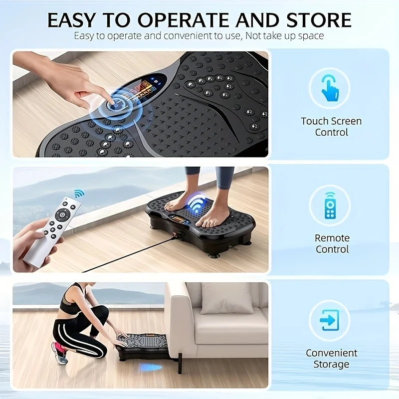 Exercise Machine with Resistance Bands Compact Vibration Platform for Full-Body Workout Home Office Gym USB Powered No Battery
