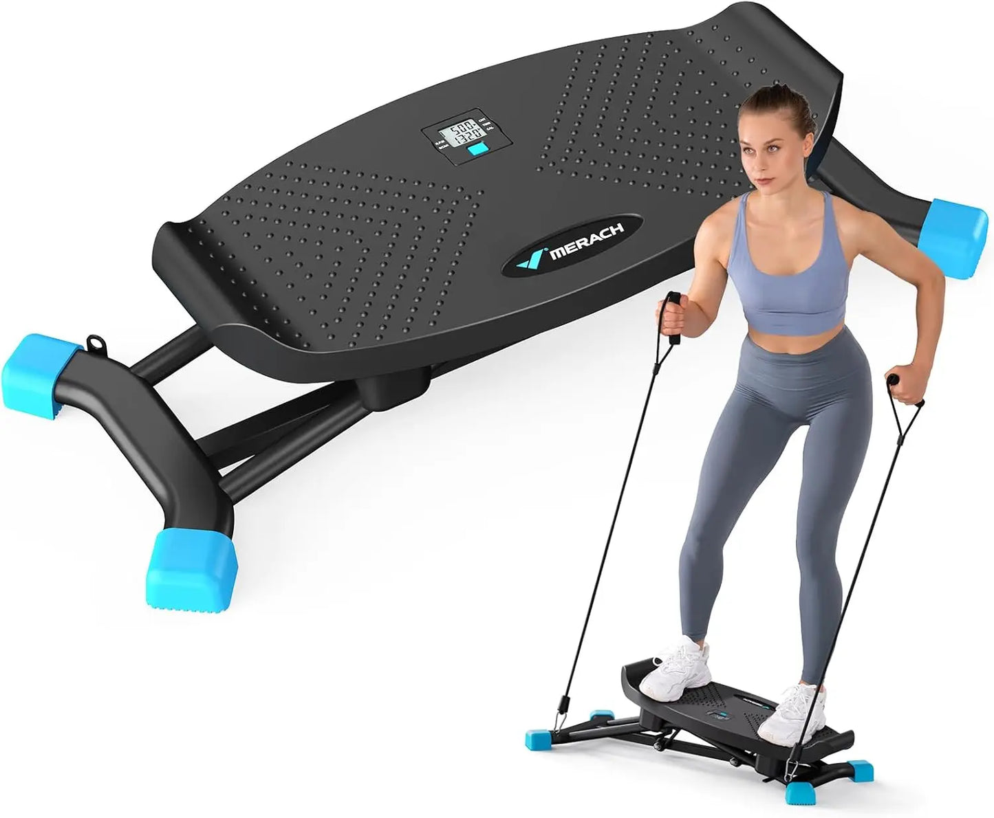 Home Exercise Mini Stairmaster Machine Full Body Workout Slide Steppers Resistance Bands 300 LBS Loading ABS Fitness Equipment
