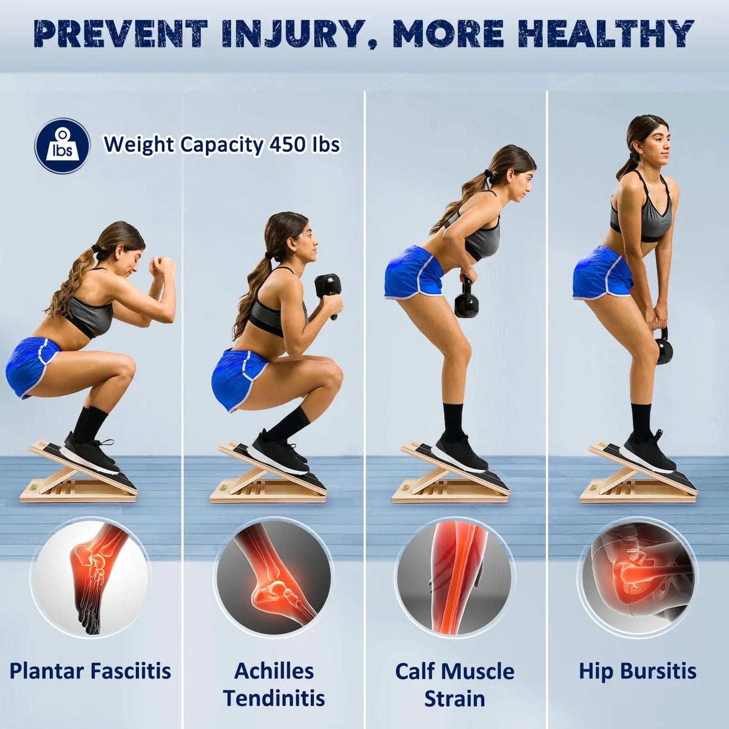 2 in 1 Wooden Balance Board & Calf Stretcher Slant Board, Adjustable Incline Ankle Stretch Board, Anti-Slip Wobble Board , Foot Heel Stretch, Leg Strength Training