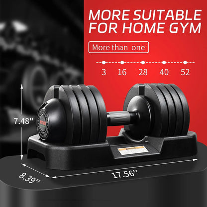 Adjustable Dumbbell Set, 25/52LB Pair with Tray for Workout Strength Training Fitness, Adjustable Weight Dial Dumbbell, Custom