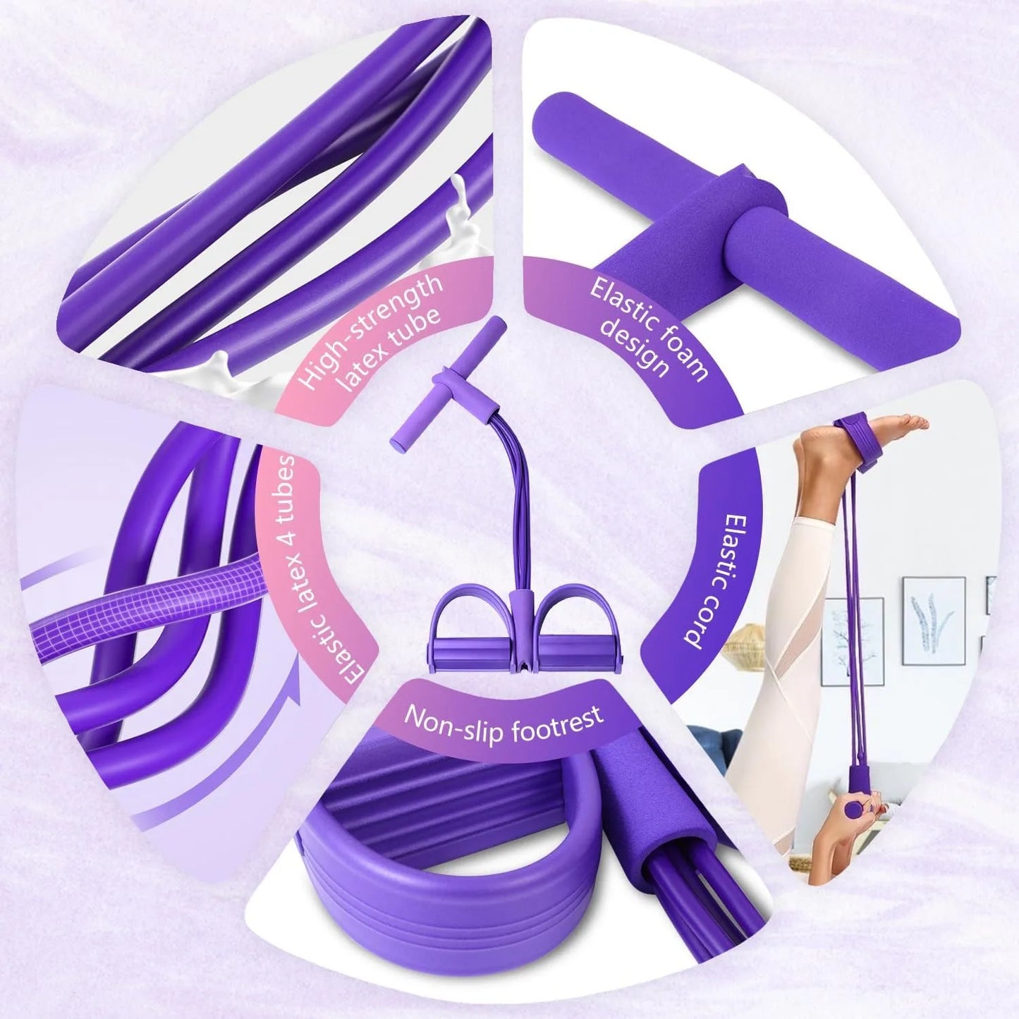 4-Tube Pedal Resistance Band Multifunction Tension Rope Elastic Yoga Puller Home Gym Body Stretching Trainer Workout Equipment