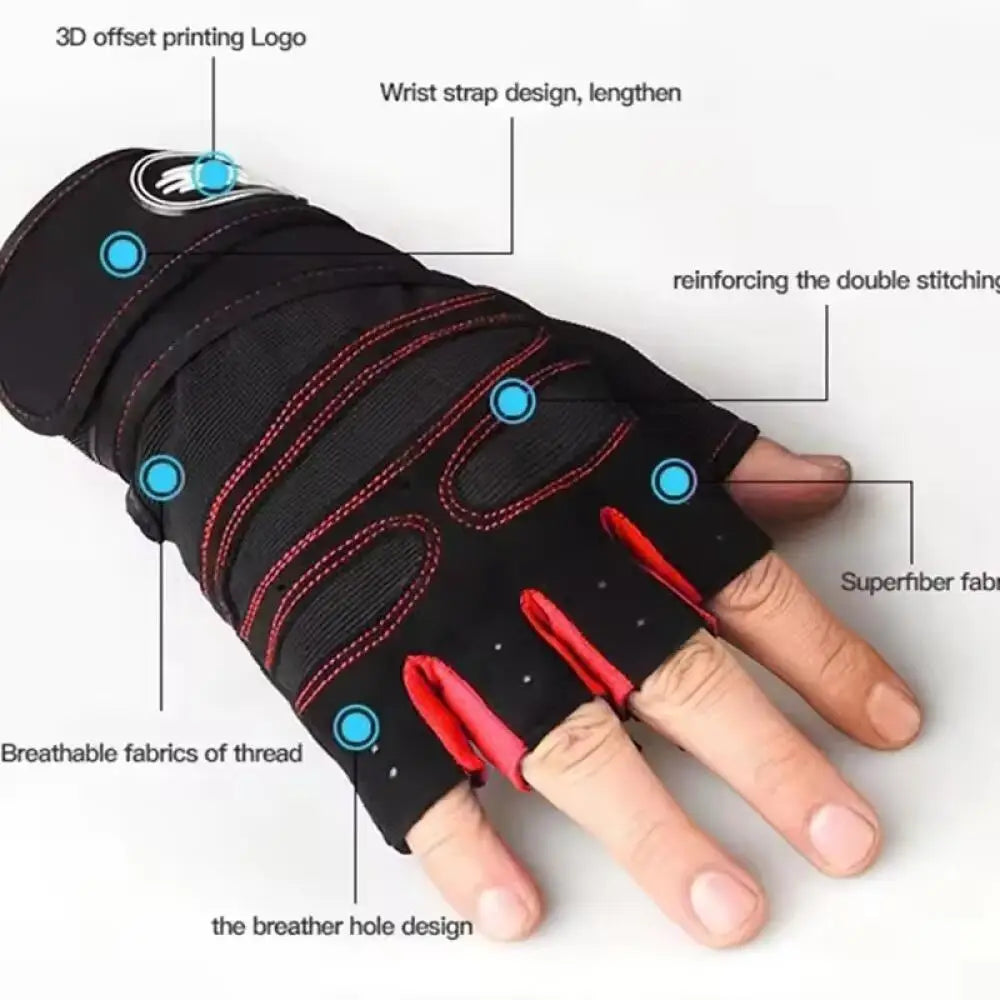 Fitness Half Finger Gloves Men And Women Wrist Guard Sports Dumbbell Riding Non Slip Horizontal Bar Exercise Training