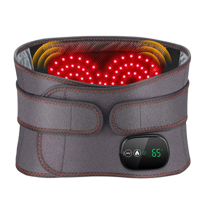 Heating Vibration Massager Belt, Dual Red Light Hot Compress Waist Support Brace Waist Back Massage Lumbar Support Belt