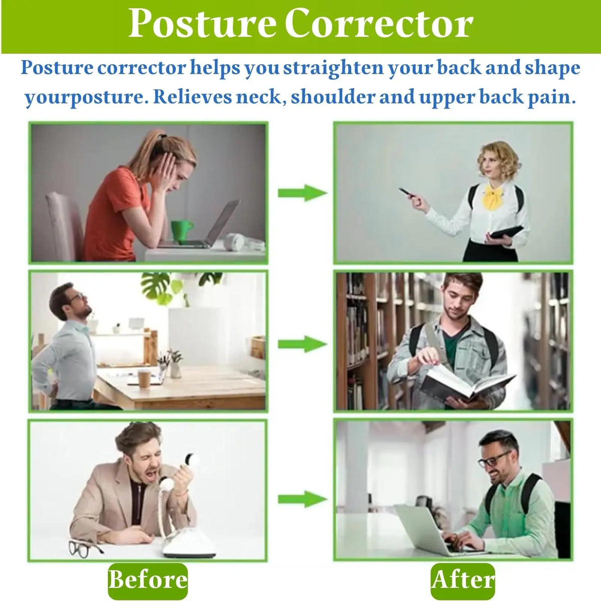 Lightweight Posture Corrector Back Support Belt for Improving Sitting Posture - Adjustable for Correcting Sitting Posture