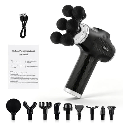 High Power Fascia Massage Gun Replaceable Massage Heads High-Frequency Vibration Body Massage Gun Full Body Muscle Relaxation