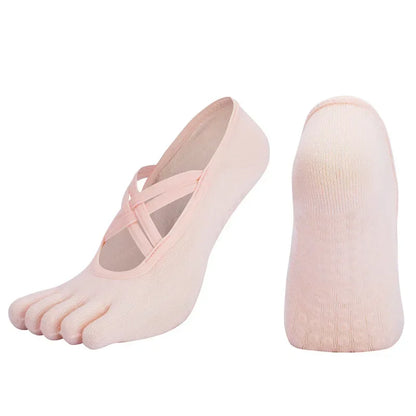 Yoga Socks Backless Breathable Bandage Low Cut Pilates Socks Women Silicone Anti-slip Five-Finger Gym Fitness Dance Sports Socks