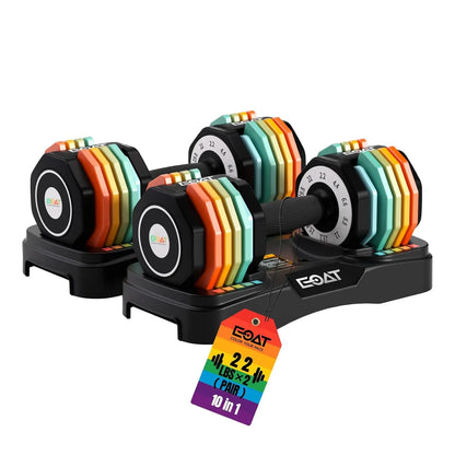 22/33 lbs Pair/Single Adjustable Dumbbells Set,Premium Quick Adjust, 10 in 1 Adjustable Dumbbell Set for Men and, Custom