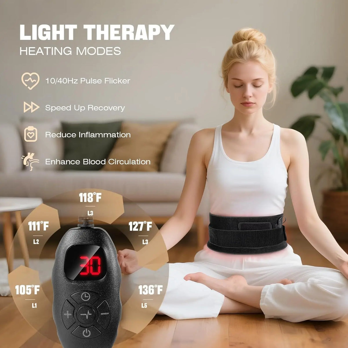Red Light Therapy for Body,660&850nm Infrared Light Therapy Pad with Timer,Wearable for Back Knee Hip Shoulder Muscle Relaxation
