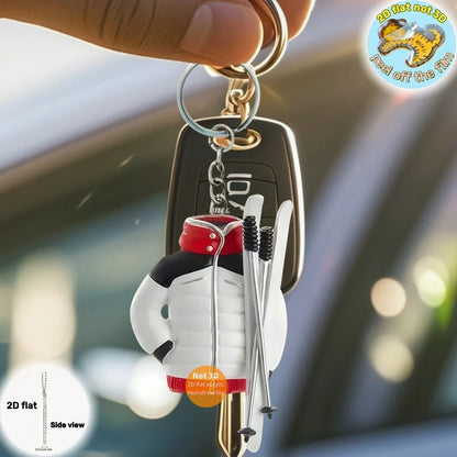 Ski Accessories Pendant Keychain Sports Themed 2D Flat Acrylic Ornament Charms Hanging Decoration for Car Bag Festive Party Gift