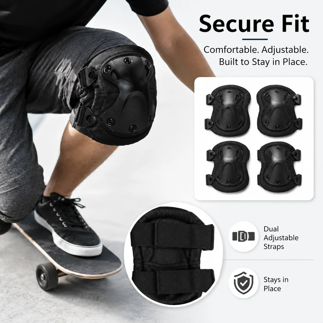 4PCS Knee Pads Elbow Pads Set Adjustable Protective Guard for Cycling Skating Skateboard Outdoor Sports Work Safety Knee Support