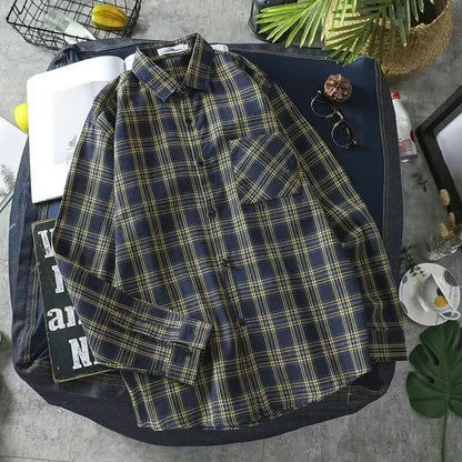 Shirts and Blouses for Men with Pocket Clothing Plaid Man Tops Red Cargo Geometric Sleeves S Collar Korean Style Xxl Hipster I