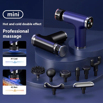 New Electric Massage Gun With Heat Cold 9 Gears Multifunctional Fascia Gun Home Portable Gym Use Small Quiet Handheld Massager