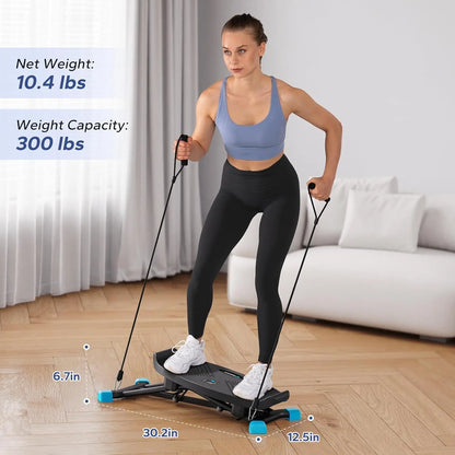Home Exercise Mini Stairmaster Machine Full Body Workout Slide Steppers Resistance Bands 300 LBS Loading ABS Fitness Equipment