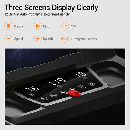 16% Treadmills for Home with Handle, 3 in 1 Portable Treadmill with Incline, Foldable Treadmill with Three Screen, 12, Custom