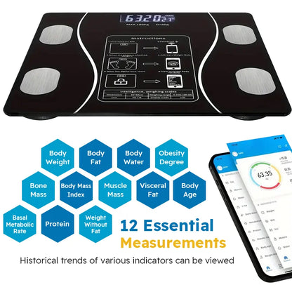Smart Body Fat Scale Wireless LED Digital Bathroom Weight Scale Body Composition Analyzer Testing Scale