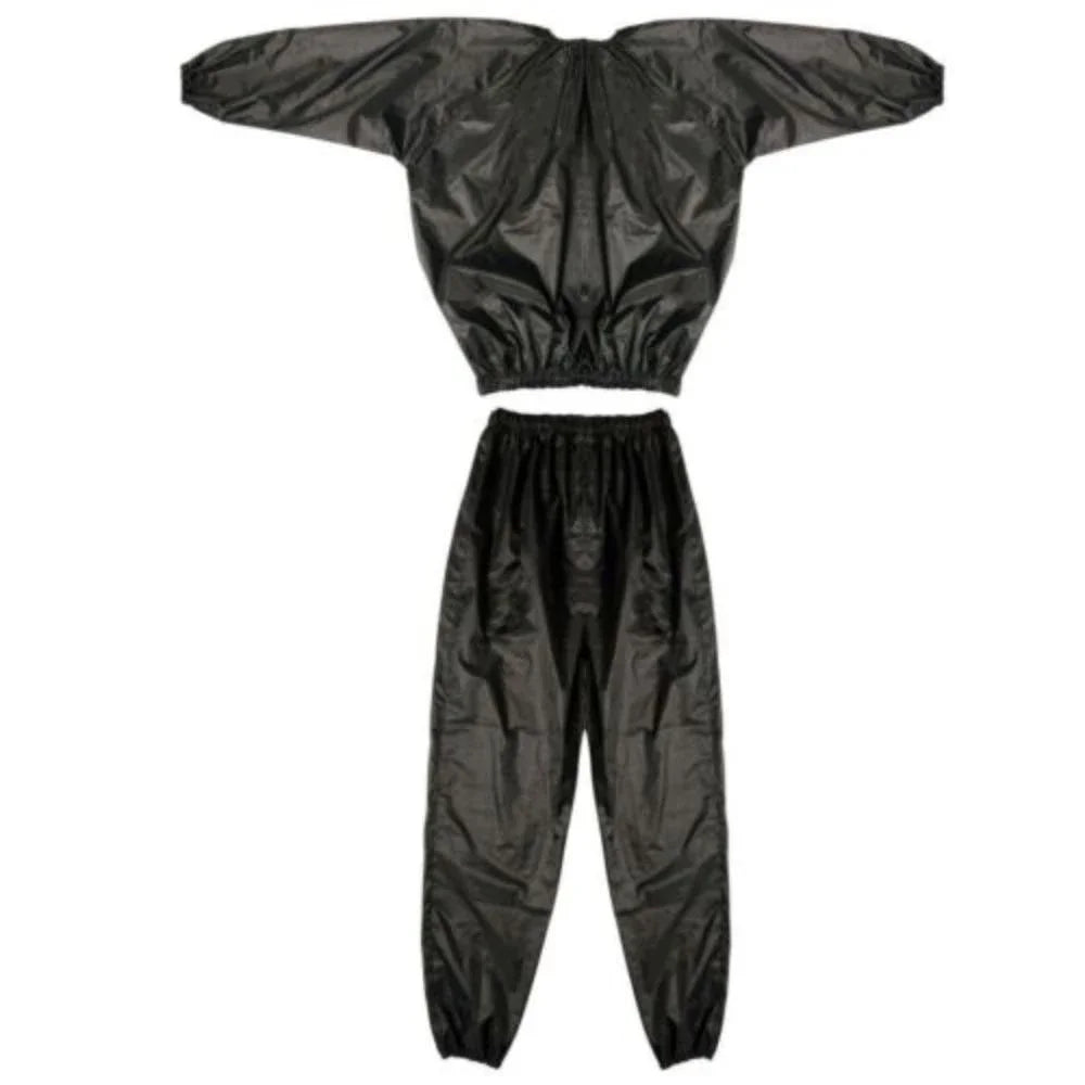 Sport Suit Men Women PVC Sauna Suit Long Sleeve Elastic Waist Summer Men's Top Pants Set Sweat Suit Weight Loss Fitness Clothing