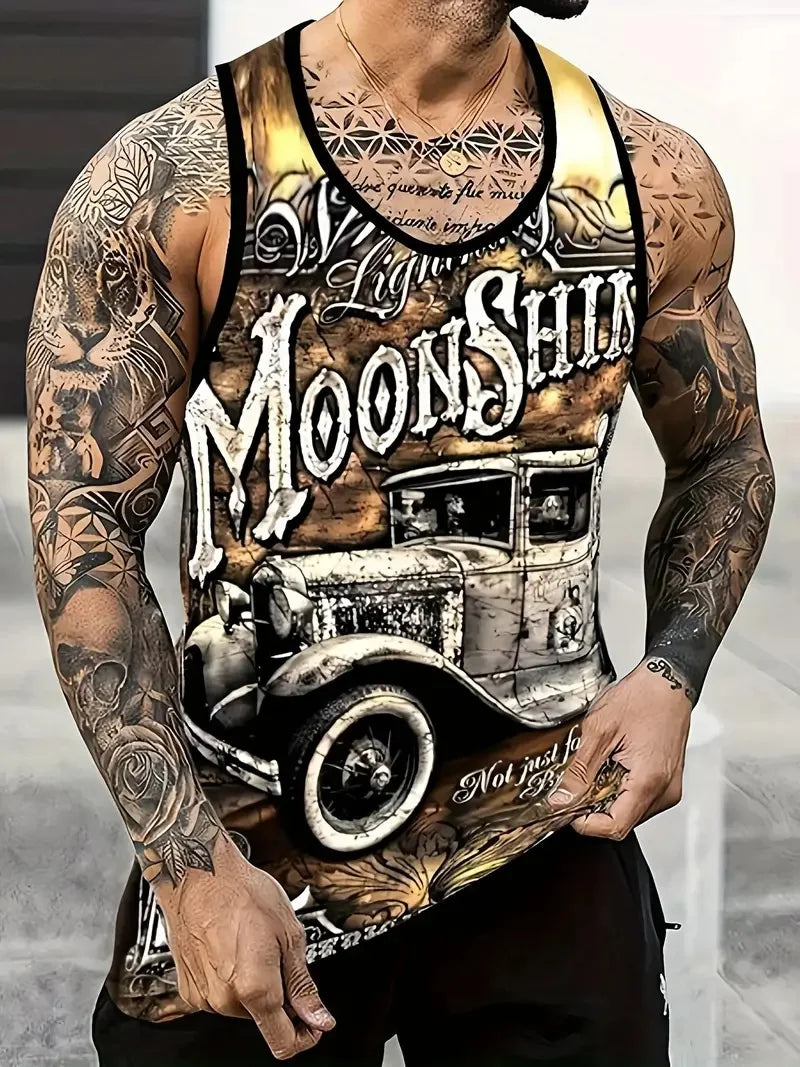 3D Skull Print Round Neck Summer Adult Men's Vest Clothing Basketball Sleeveless Outdoor Sports Gym Breathable Sleeveless Vest