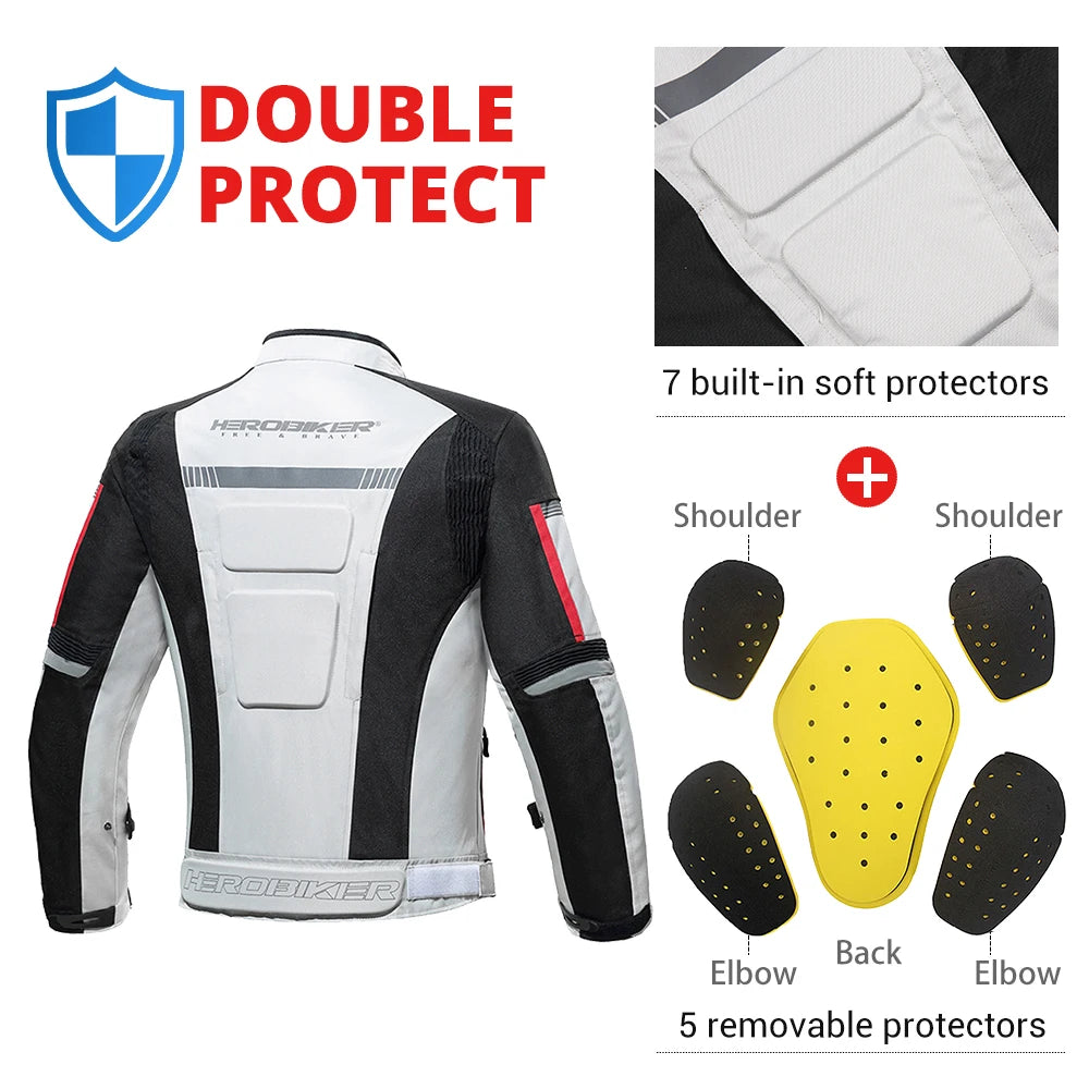 HEROBIKER Waterproof Motorcycle Jacket Man Racing jacket Wearable Motorcycle Pants Moto Jacket  With EVA Protection