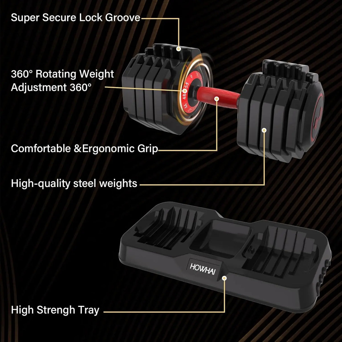 55lb Adjustable Dumbbell, 10 in 1 Hand Adjustable Weights Dumbbell with Anti-Slip Texture Handle, Exercise & Fitness, Custom