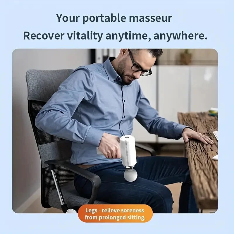 A Portable Electric Fascia Massage Gun, 4 Replaceable Massage Heads, 6-Speed Mode Adjustment, Deep Tissue Impact Muscles, Reliev