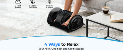 Shiatsu Foot Massager Calf Massage Machine Airbag Heated Vibration 3 Levels Detachable Kneading Massager Tired Relief Home Spa