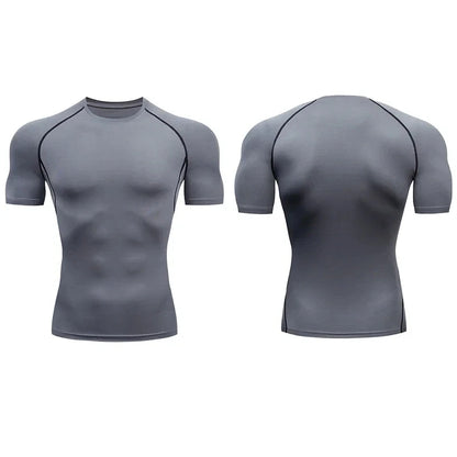 Men's Compression T-Shirt Summer Sportswear Running T shirt Elastic Quick Dry Sport Tops Tee Athletic Gym Workout T Shirts Men