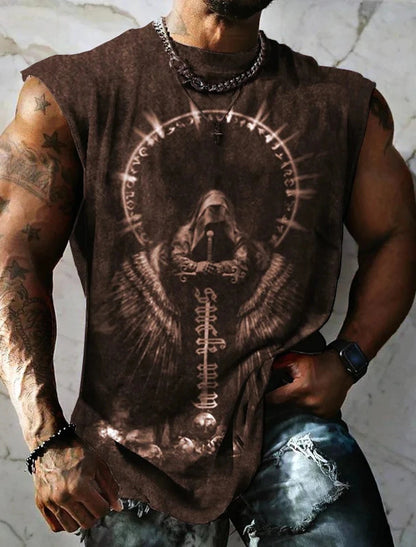 Outdoor Sacred Beast Phoenix Print Sports Quick Dry Sleeveless Breathable Vest Men's Clothing Fashion Four Seasons Y2K Fnaf Gym