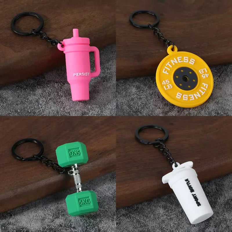 Stylish 4 Styles Mini Fitness Equipment Keychain Unisex Multiple Options Available Bag Key Hanging Trinket Perfect Gift Keyring
