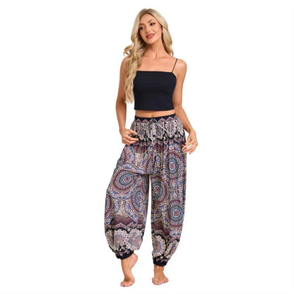 Boho Yoga Pants Women Hippie Harem Printed Dyeing High Waisted Wear Pantalone De Mujer Cintura Alta Calca Feminina Beach