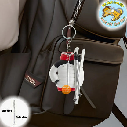 Ski Accessories Pendant Keychain Sports Themed 2D Flat Acrylic Ornament Charms Hanging Decoration for Car Bag Festive Party Gift
