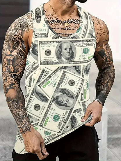 3D Skull Print Round Neck Summer Adult Men's Vest Clothing Basketball Sleeveless Outdoor Sports Gym Breathable Sleeveless Vest