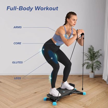 Home Exercise Mini Stairmaster Machine Full Body Workout Slide Steppers Resistance Bands 300 LBS Loading ABS Fitness Equipment