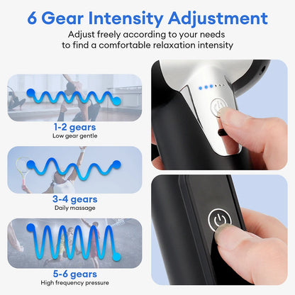 6-Heads Handhel Fascia Gun Electric Deep Tissue High Frequency Vibration Massage for Arms Back Legs Full Body masajeador