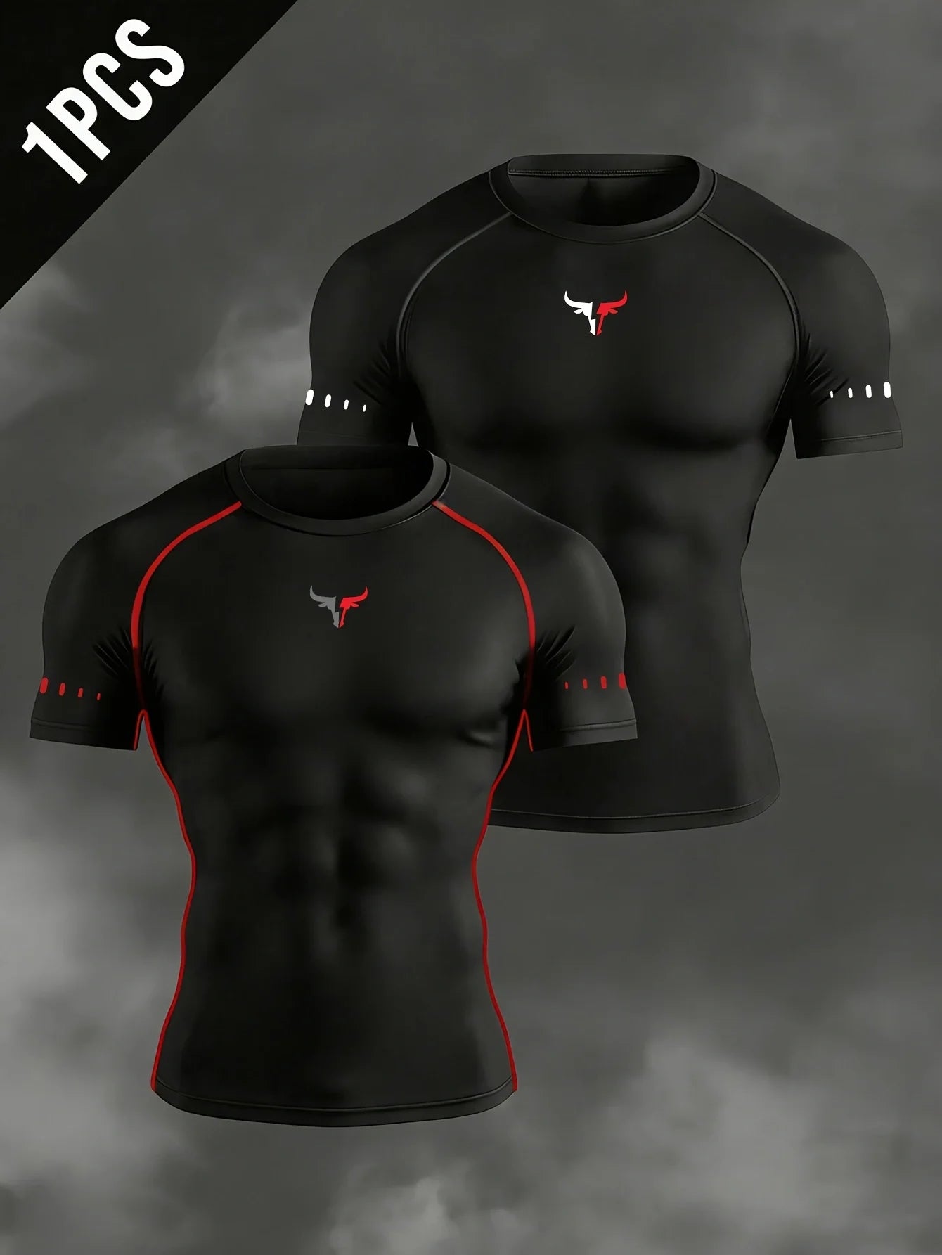 Men's Compression T-Shirt Quick Dry Breathable Elastic Gym Tee Multi Colors Available for All Seasons Running Fit Single Piece