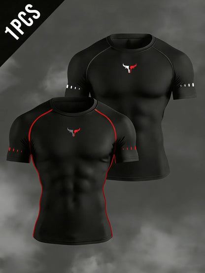 Men's Compression T-Shirt Quick Dry Breathable Elastic Gym Tee Multi Colors Available for All Seasons Running Fit Single Piece