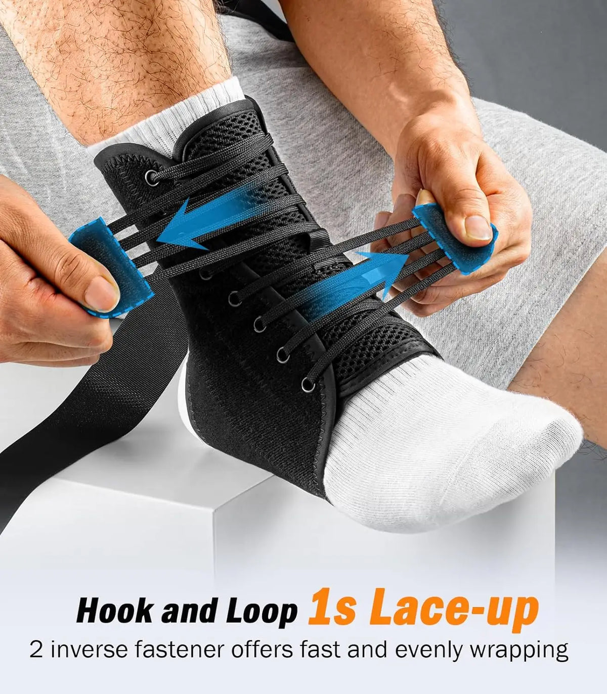 NEENCA Ankle Brace for Sprained Ankle, Quick Lace Up Ankle Support for Women Men Ankle Stabilizer Injury Recover Running Sports