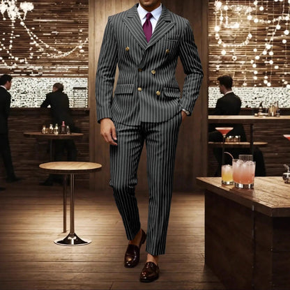 High-quality European and American Men's Clothing, Formal Suits with Stripes, Trousers for Business, Formal Dinners, Weddings