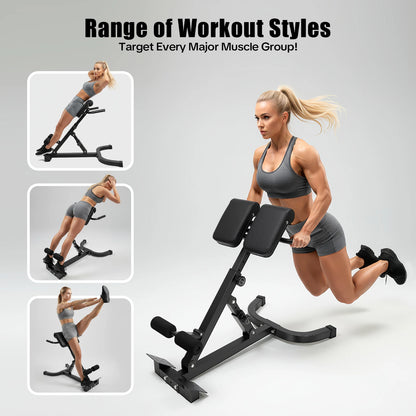 Multi-Functional Bench for Full All-in-One Body Workout – Hyper Back Extension Roman Chair Adjustable Ab Sit up Bench
