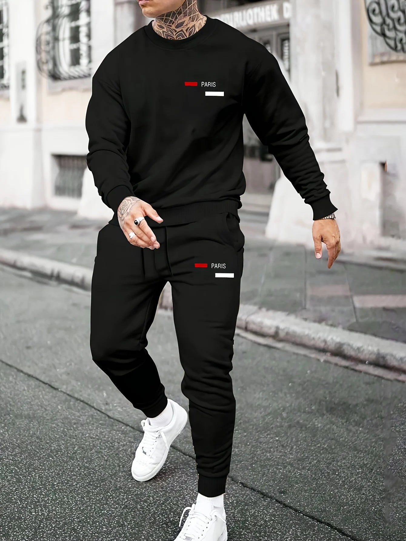 Printed men's two-piece fashion clothing set printed hoodie and sweatpants sweatshirt and jogging pants set clothes for men