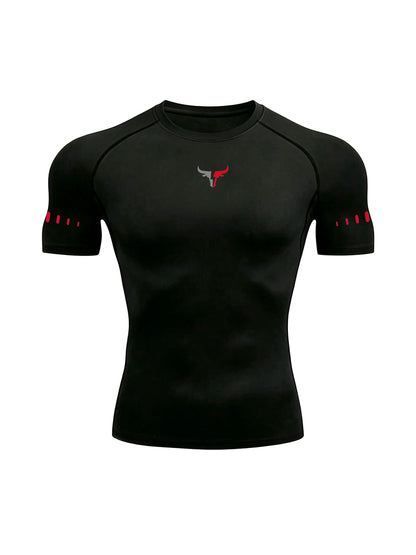 Men's Compression T-Shirt Quick Dry Breathable Elastic Gym Tee Multi Colors Available for All Seasons Running Fit Single Piece