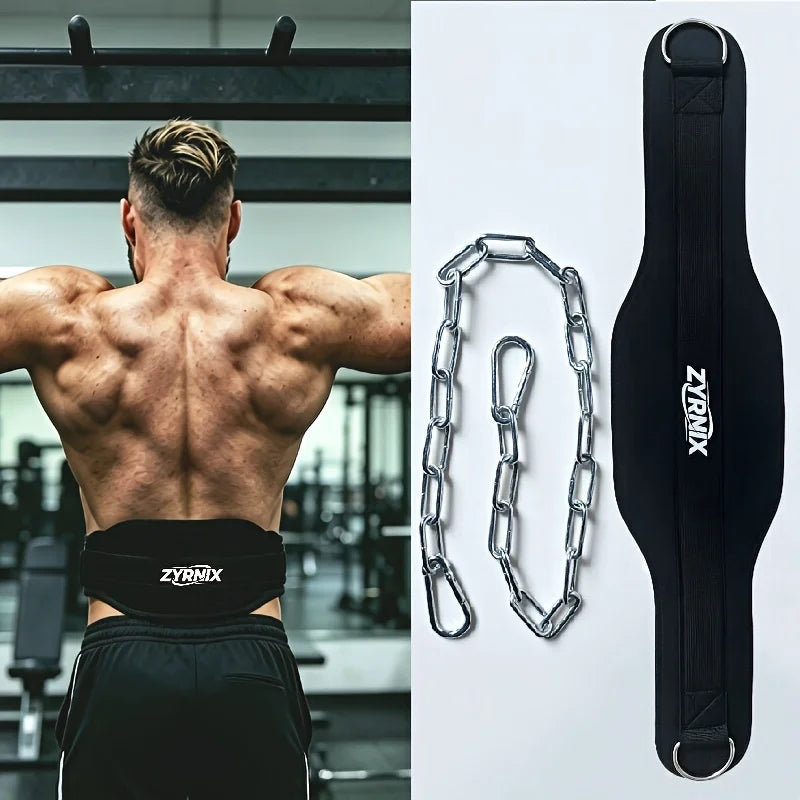 Weight-Bearing Pull-Up Belt, Weight-Bearing Waist Belt with Chain, Weightlifting Belt, 1 Weight-Bearing Belt + 1 Iron Chain/81Cm + 2 Carabiners, Weightlifting Chain Belt, Suitable for Pull-Ups on Parallel Bars and Pull-Ups, S