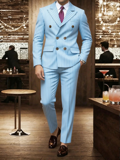 High-quality European and American Men's Clothing, Formal Suits with Stripes, Trousers for Business, Formal Dinners, Weddings