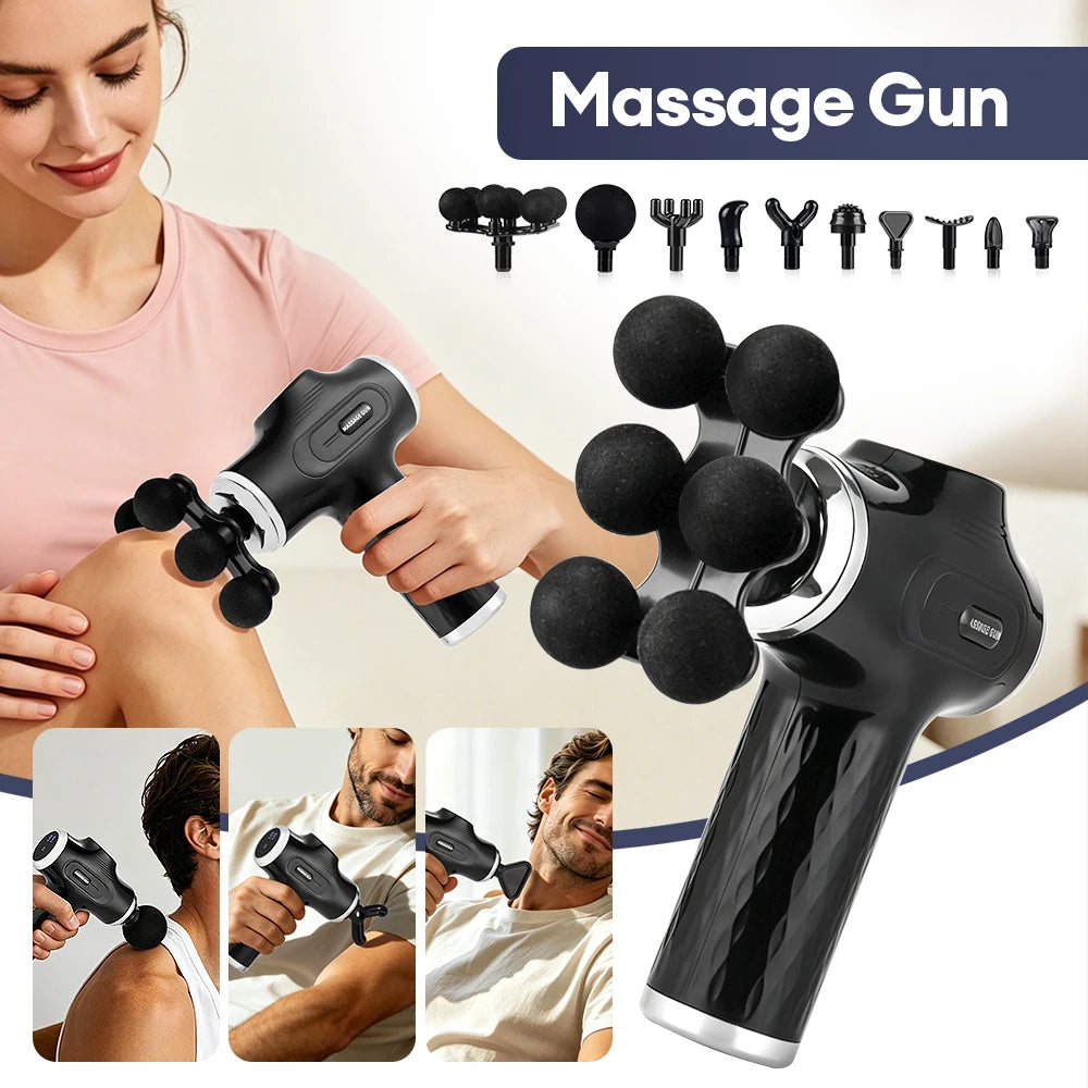 Mini 6-Heads Fascia Gun 38 Level High Frequency Vibration Body Massage Gun Muscle Relaxation Shoulde Waist Back Leg Arm Massager
